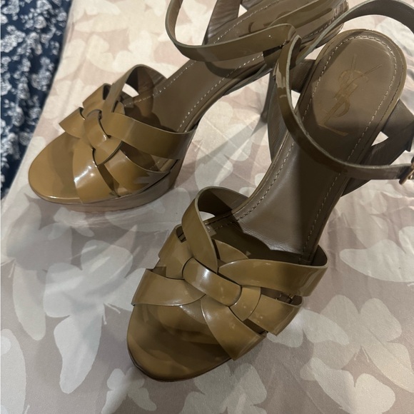 Yves Saint Laurent Women's Tan Heeled Sandals - Picture 7 of 9